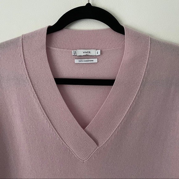 Vince XXS Pointelle Trim V Neck Cashmere Sweater - Picture 8 of 11